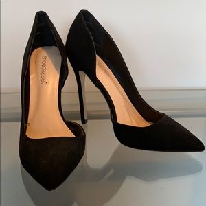 Faux suede heels